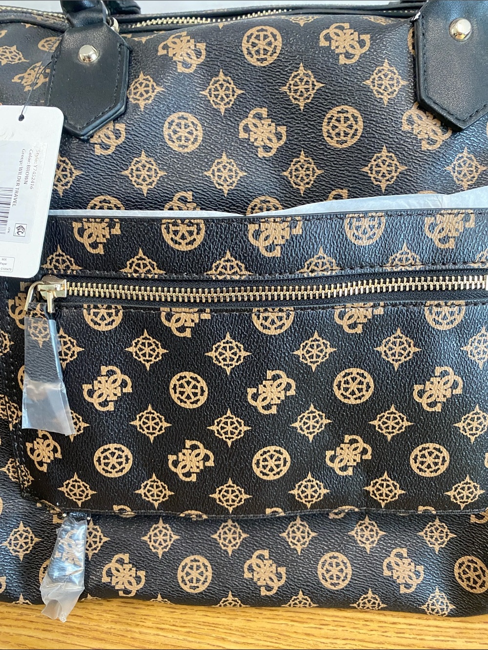 GUESS Wilder Weekender Duffel Bag 4G Peony Monogram Print - Picture 4 of 12